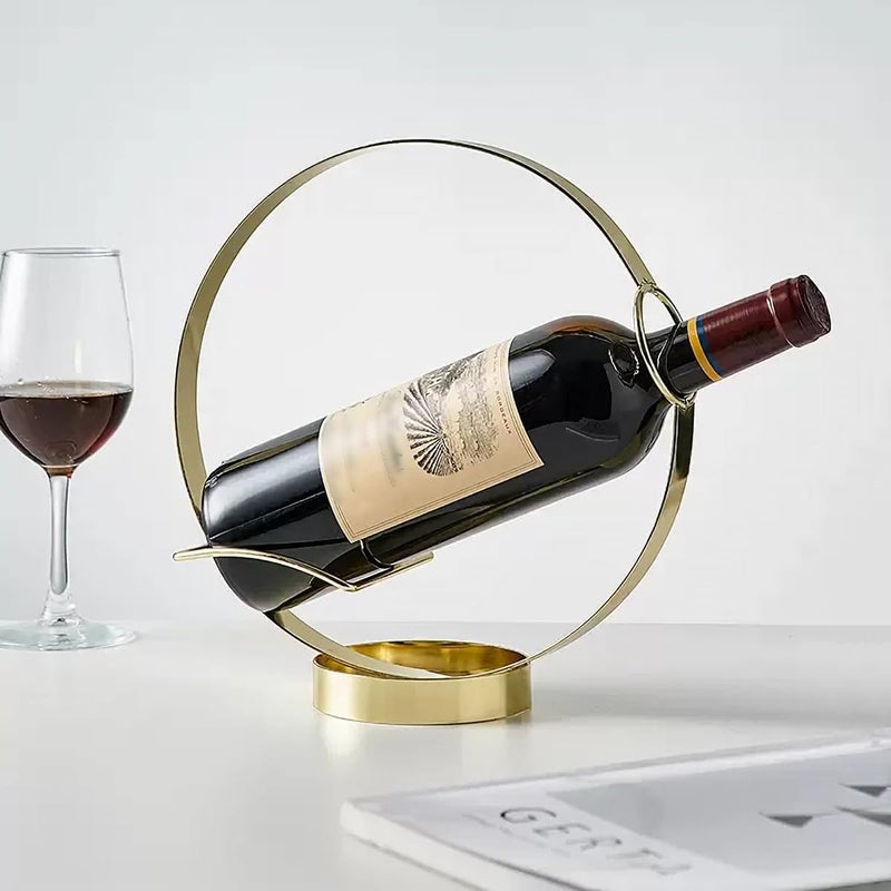 GeLive Gold Wine Bottle Holder Single Bottle Display Stand Freestanding Wine Rack Kitchen Table Decor Wine Shelf Countertop Artistic Home Crafts Decoration Coffee Bar Barware Accessory Wine Lover Gift - Image 5